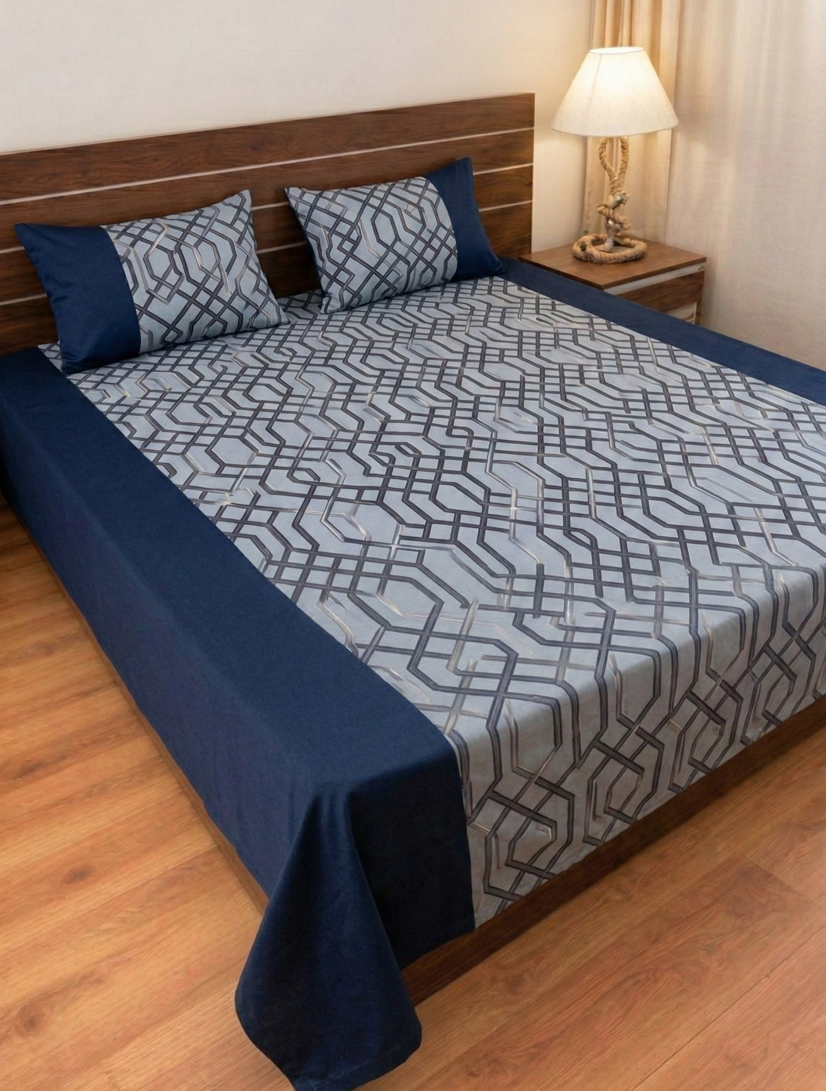 Navy Geometric Trellis